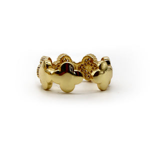 ROMALI 18K Gold-Plated Adjustable Clover Band Ring