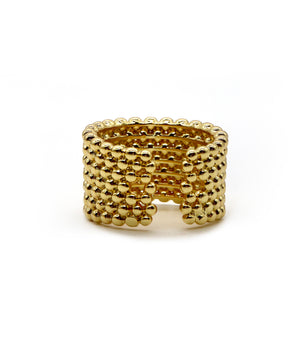 ROMALI 18K Gold-Plated Beaded Adjustable Ring - ROMALI