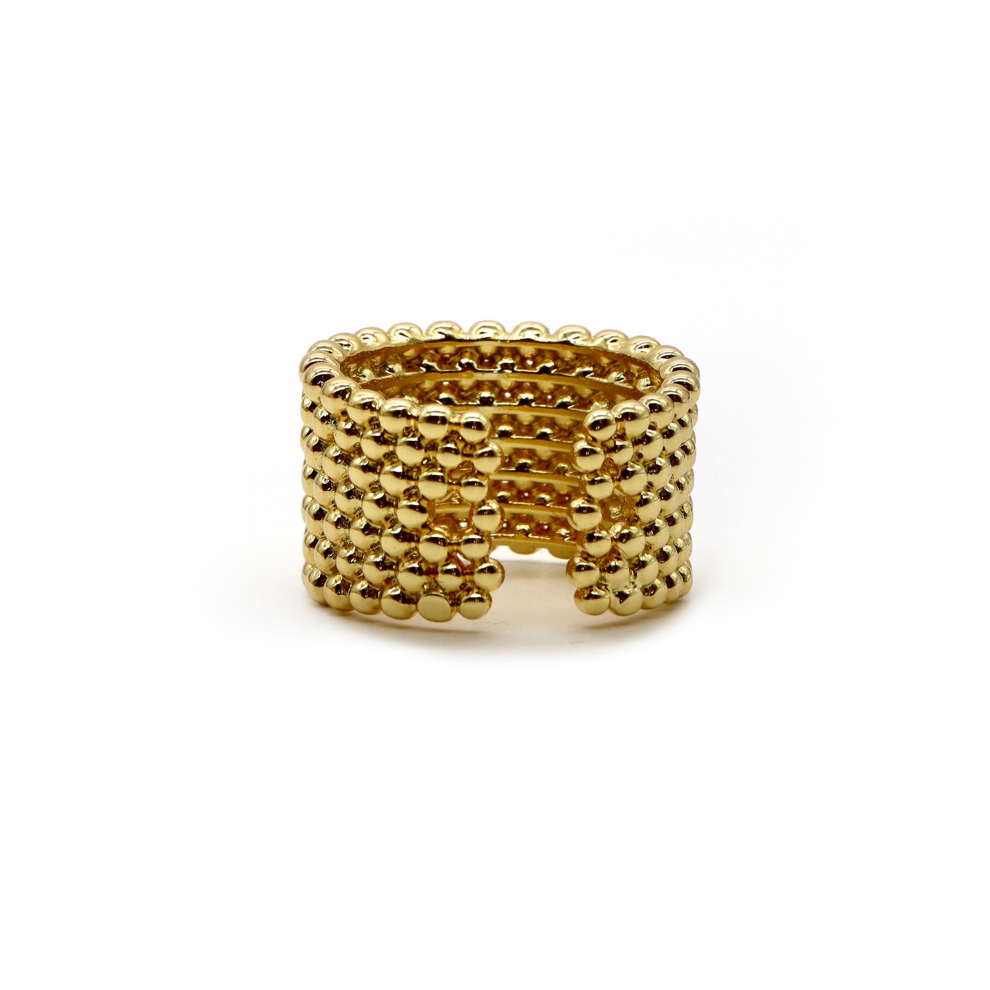 ROMALI 18K Gold-Plated Beaded Adjustable Ring - ROMALI