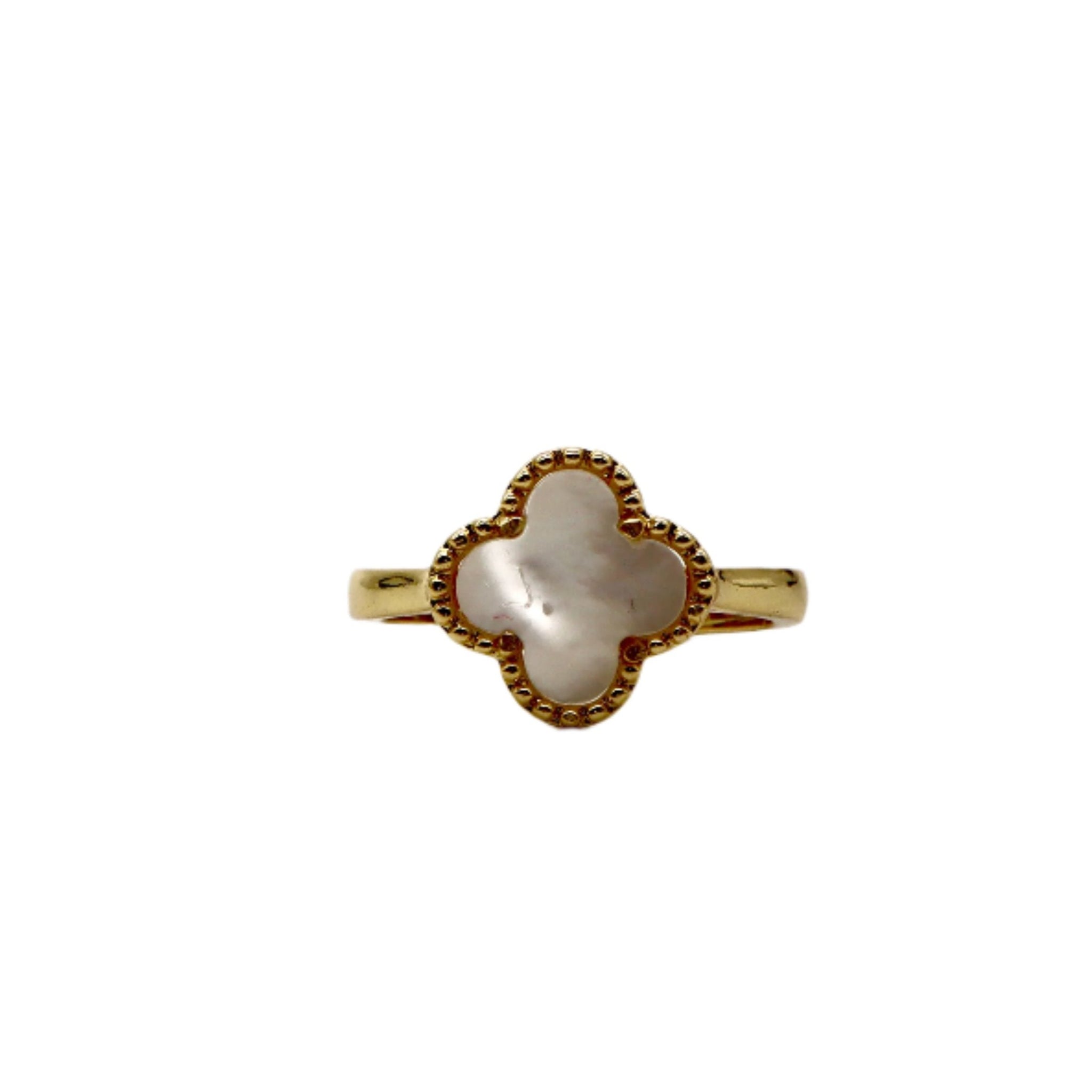 ROMALI 18K Gold-Plated Clover Adjustable Ring