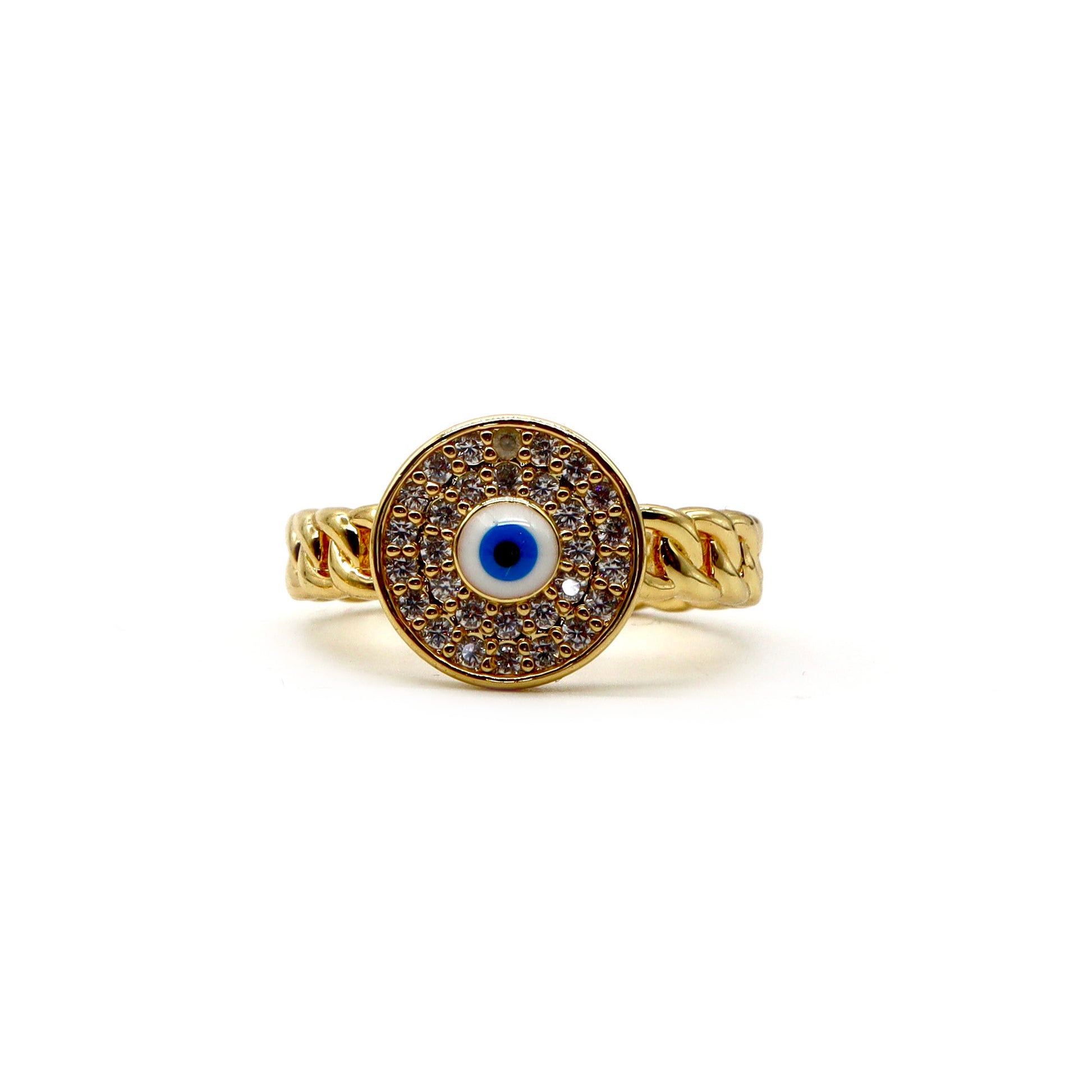 ROMALI 18K Gold-Plated Evil Eye Adjustable Ring