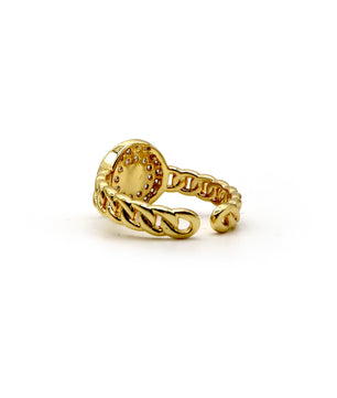 ROMALI 18K Gold-Plated Evil Eye Adjustable Ring - ROMALI