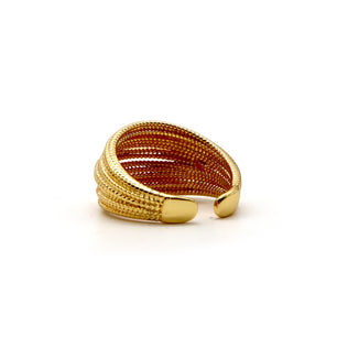 ROMALI 18K Gold-Plated Textured Adjustable Ring