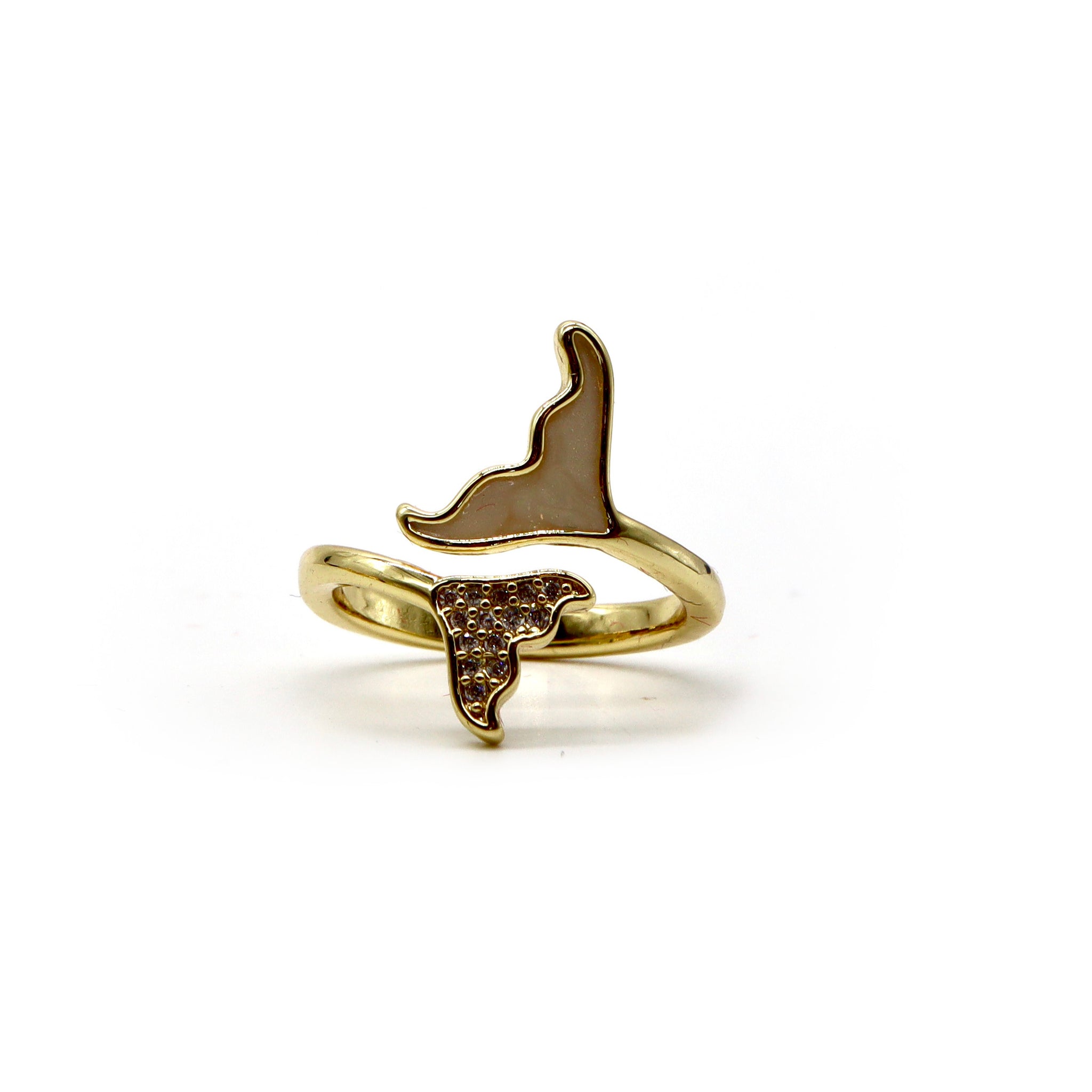 18K Gold-Plated Adjustable Butterfly Ring with Cubic Zirconia