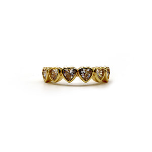 18K Gold-Plated Heart Ring with Cubic Zirconia – Stackable Design