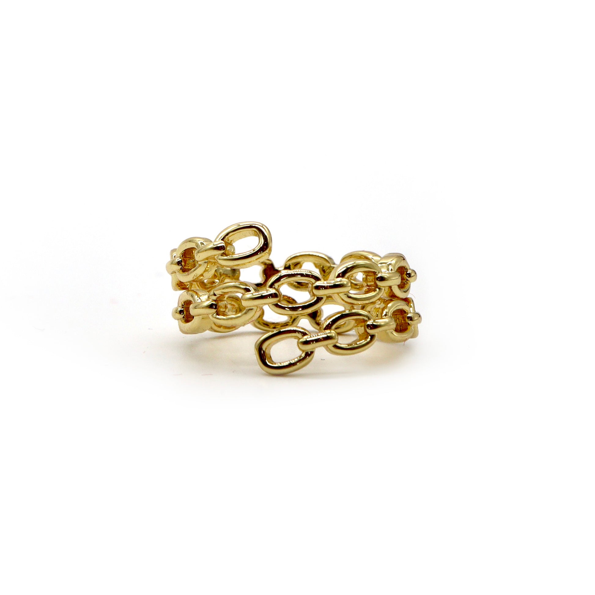 ROMALI 18K Gold-Plated Chain Link Ring – Adjustable Statement Piece