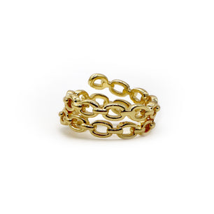 ROMALI 18K Gold-Plated Chain Link Ring – Adjustable Statement Piece