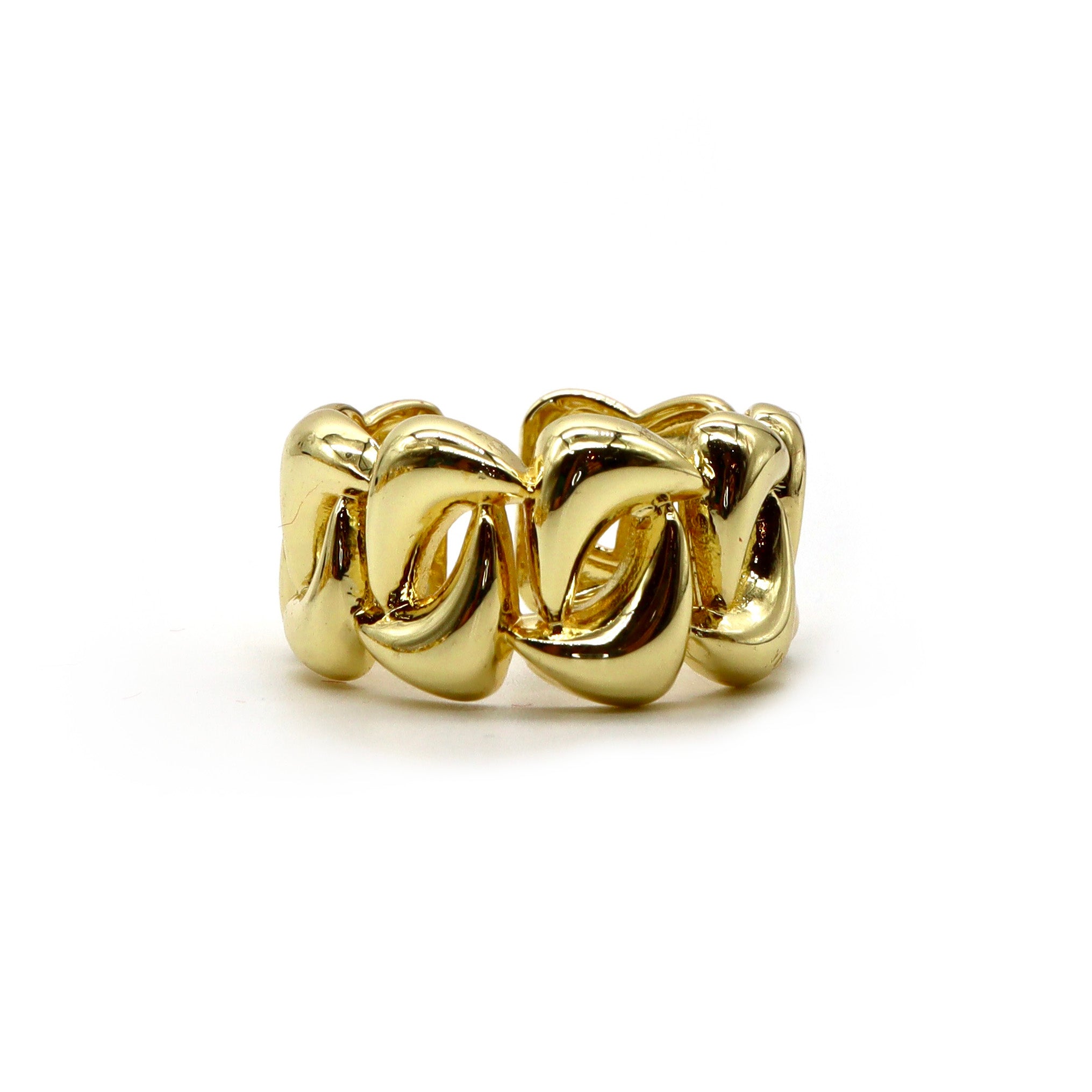 18K Gold-Plated Chunky Chain Ring – Bold Statement Piece