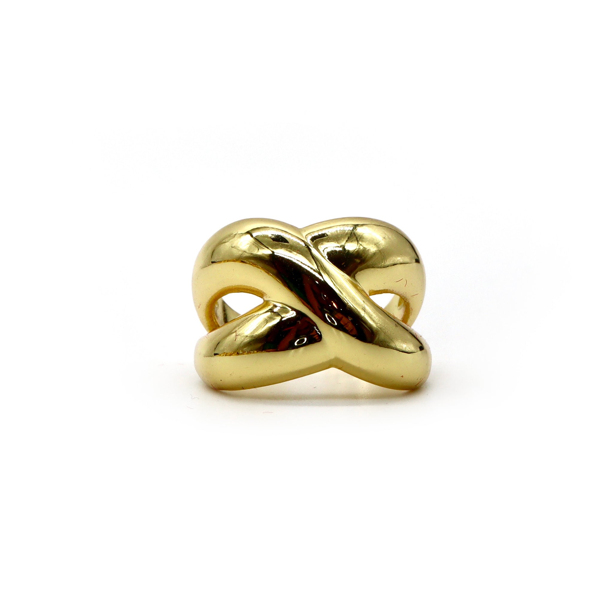 18K Gold-Plated Bold Knot Ring – Elegant Statement Piece