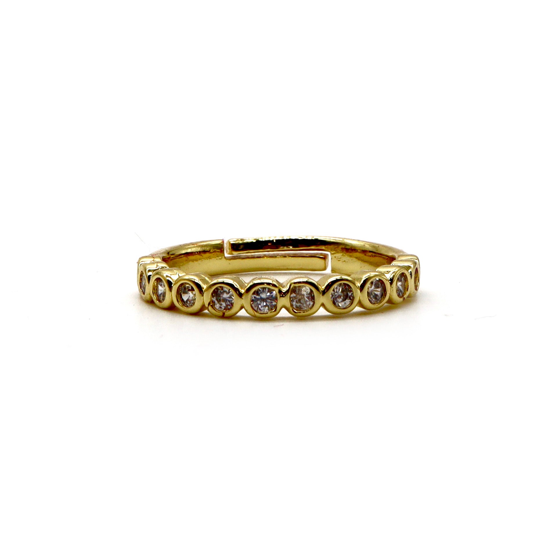 18K Gold-Plated Eternity Band Ring with Pavé Stones – Stackable