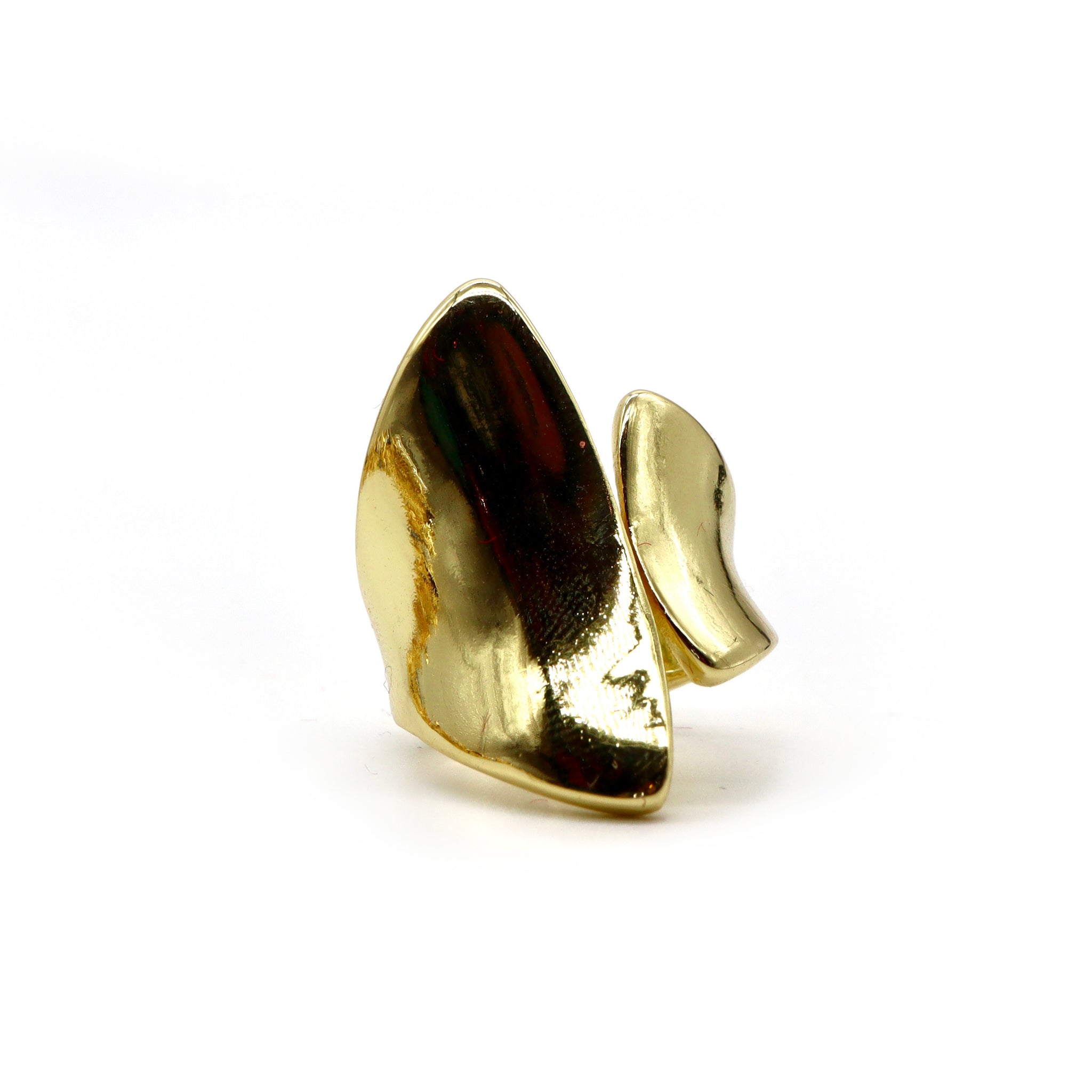 18K Gold-Plated Abstract Statement Ring – Sculptural Asymmetrical Design