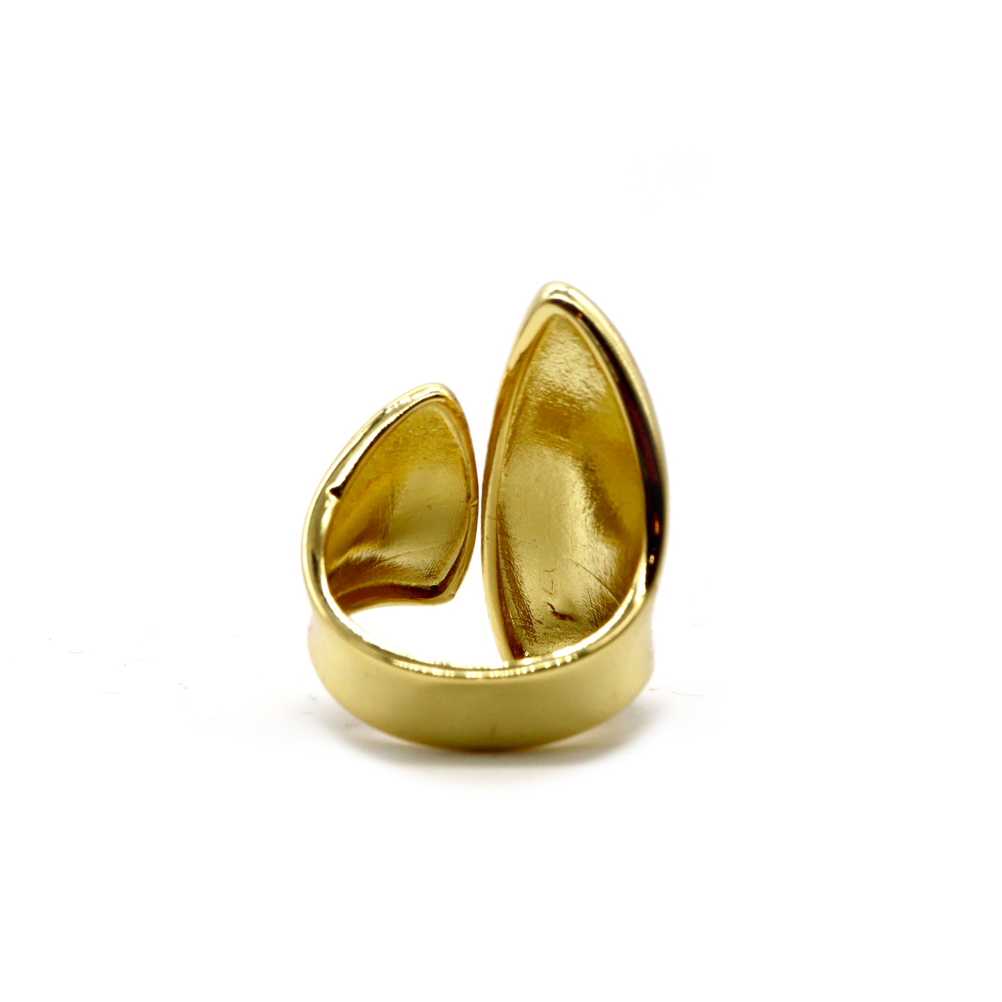 18K Gold-Plated Abstract Statement Ring – Sculptural Asymmetrical Design