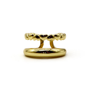 18K Gold-Plated Stacked Heart Ring – Adjustable