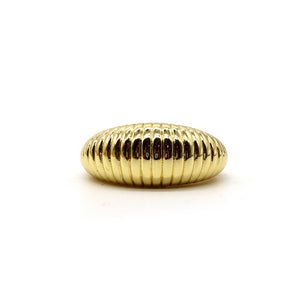 18K Gold-Plated Ridged Dome Ring – Bold Statement Piece