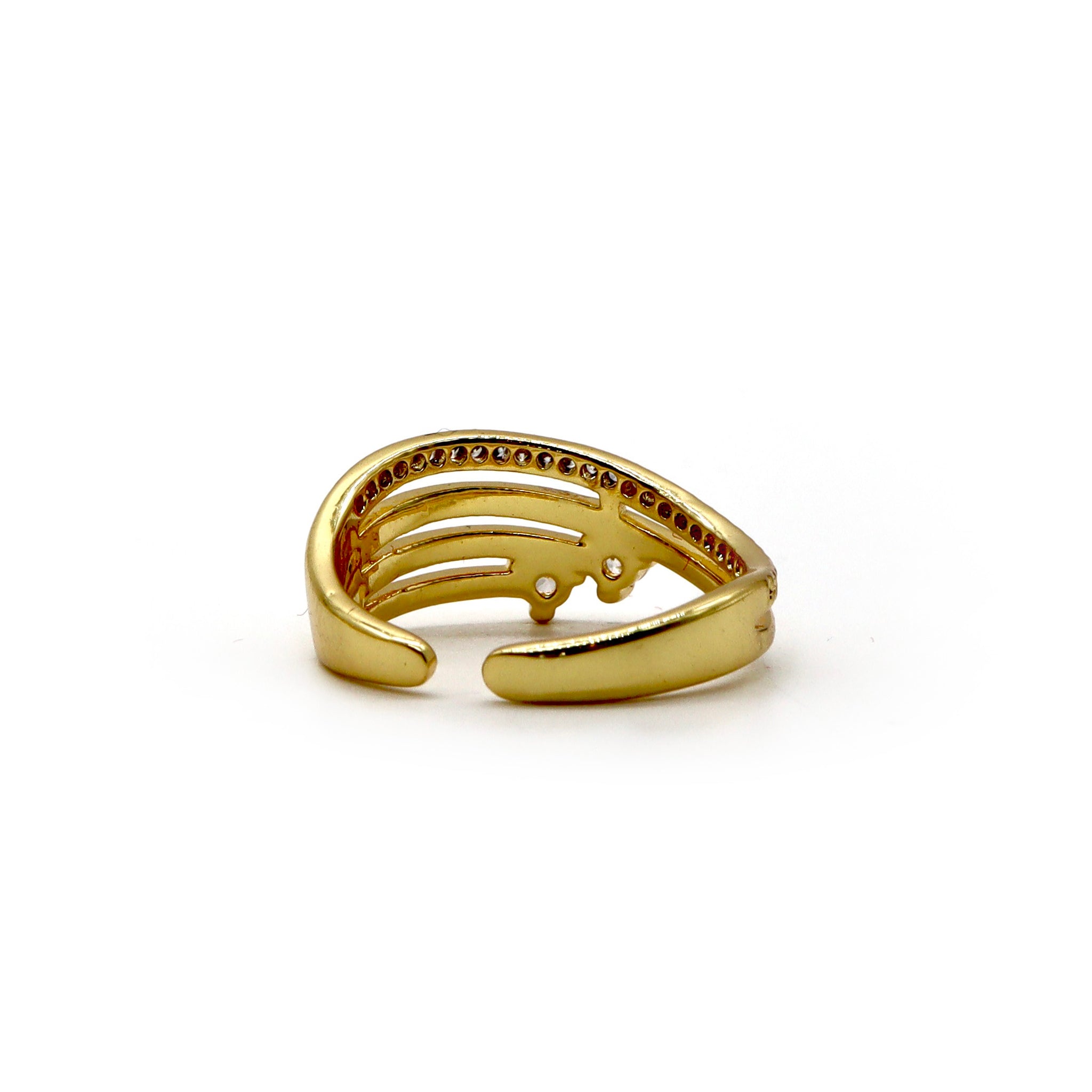 18K Gold-Plated Layered Pavé Ring – Elegant Multi-Band Design