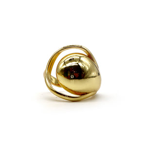 18K Gold-Plated Framed Dome Ring – Sculptural Statement Design