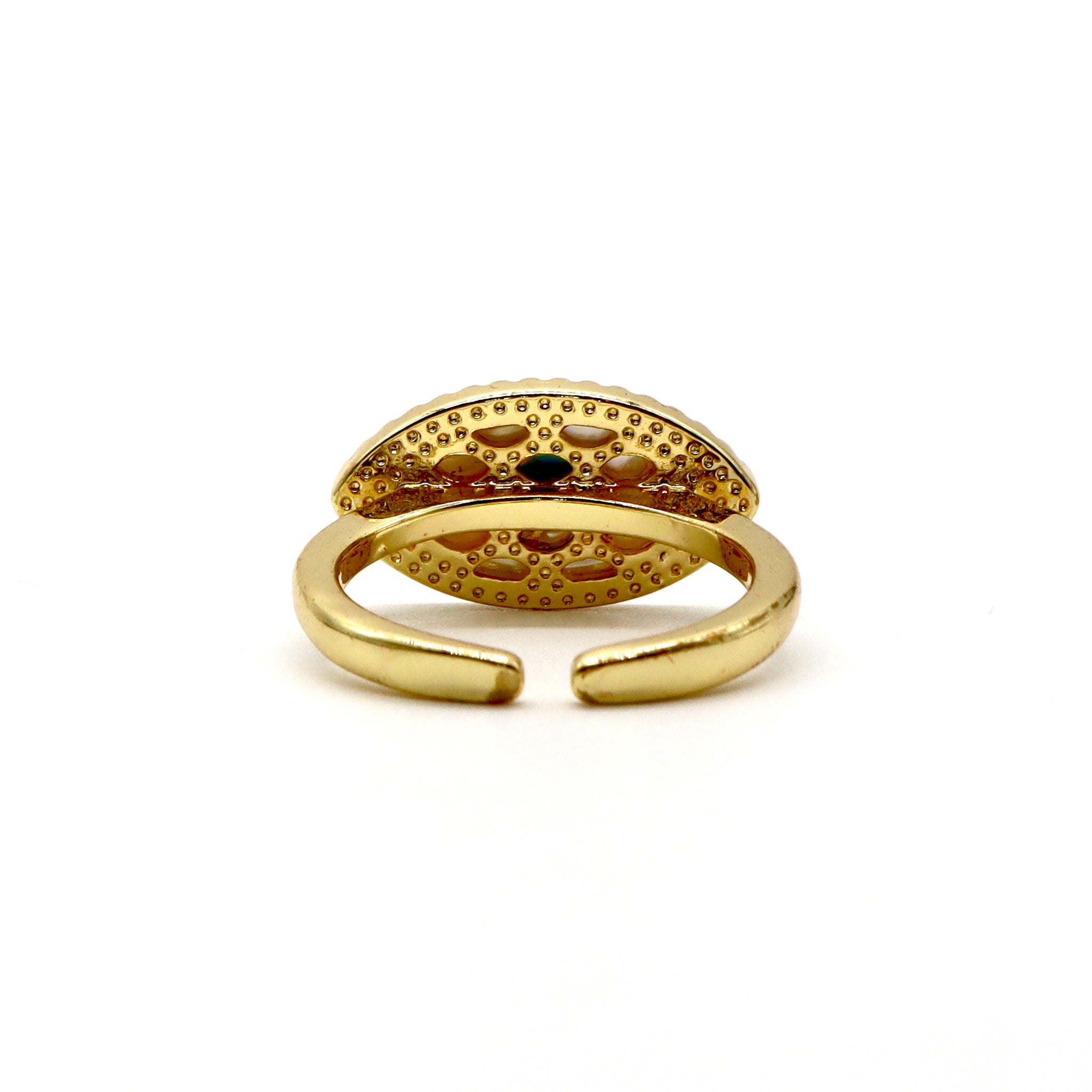 18K Gold-Plated Evil Eye Ring – Adjustable Protective Design