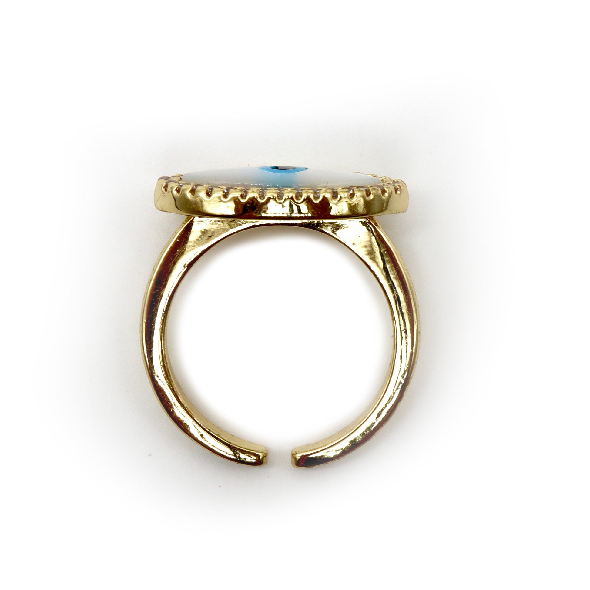 18K Gold-Plated Evil Eye Ring – Adjustable Protective Design