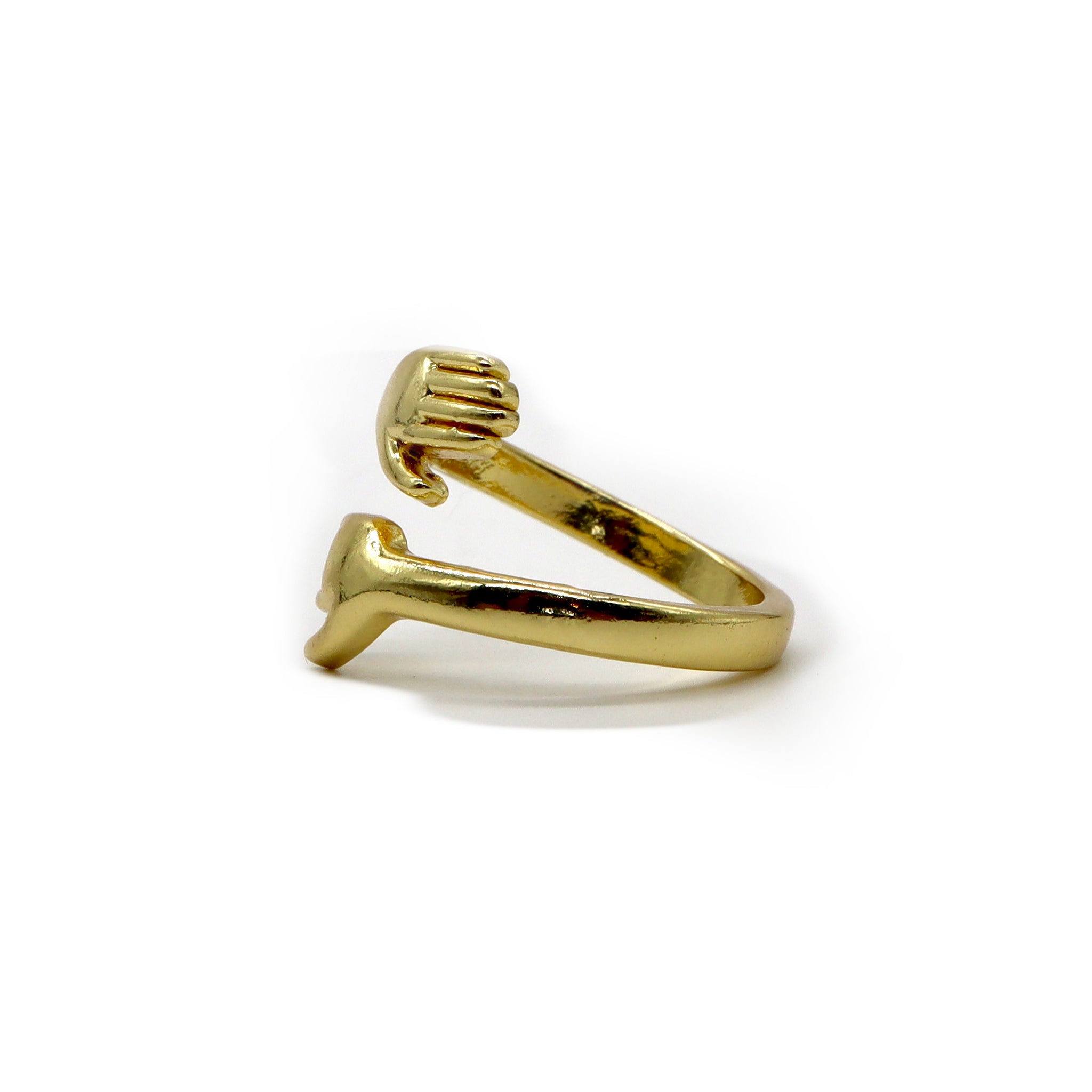 18K Gold-Plated Open Hand Hug Ring – Adjustable Symbolic Design