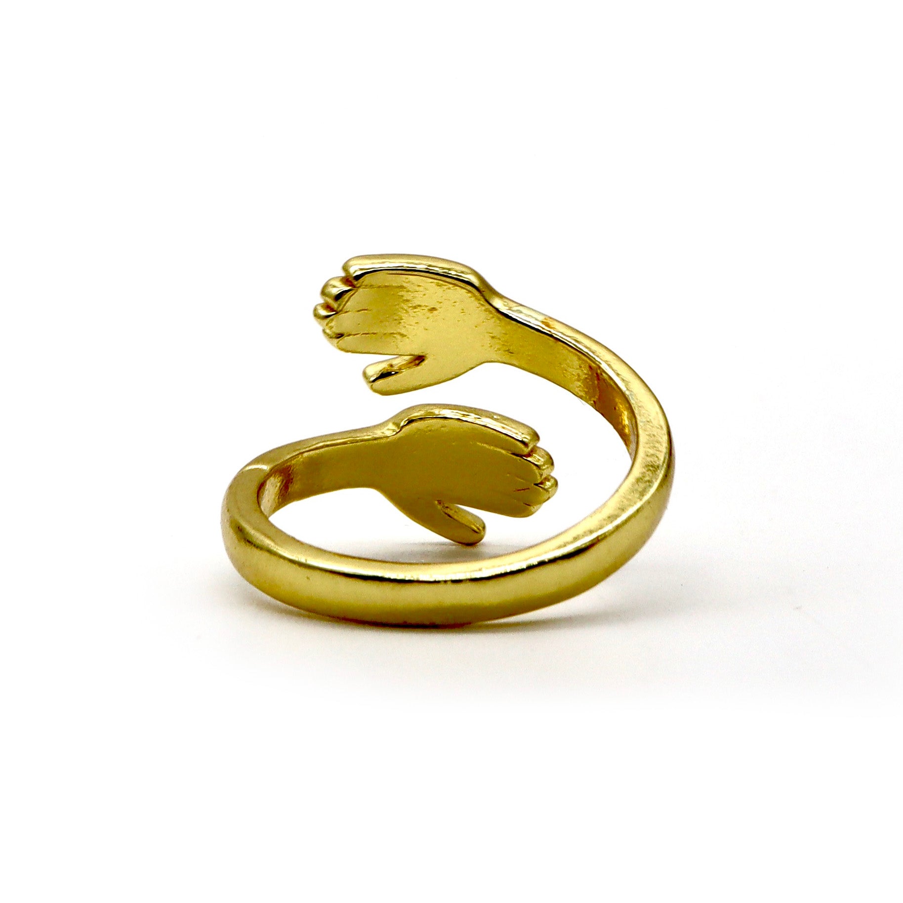 18K Gold-Plated Open Hand Hug Ring – Adjustable Symbolic Design