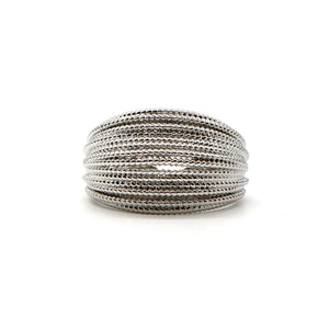 Stainless Steel Textured Layered Band Ring – Adjustable Statement Piece