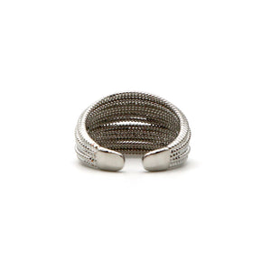 Stainless Steel Textured Layered Band Ring – Adjustable Statement Piece