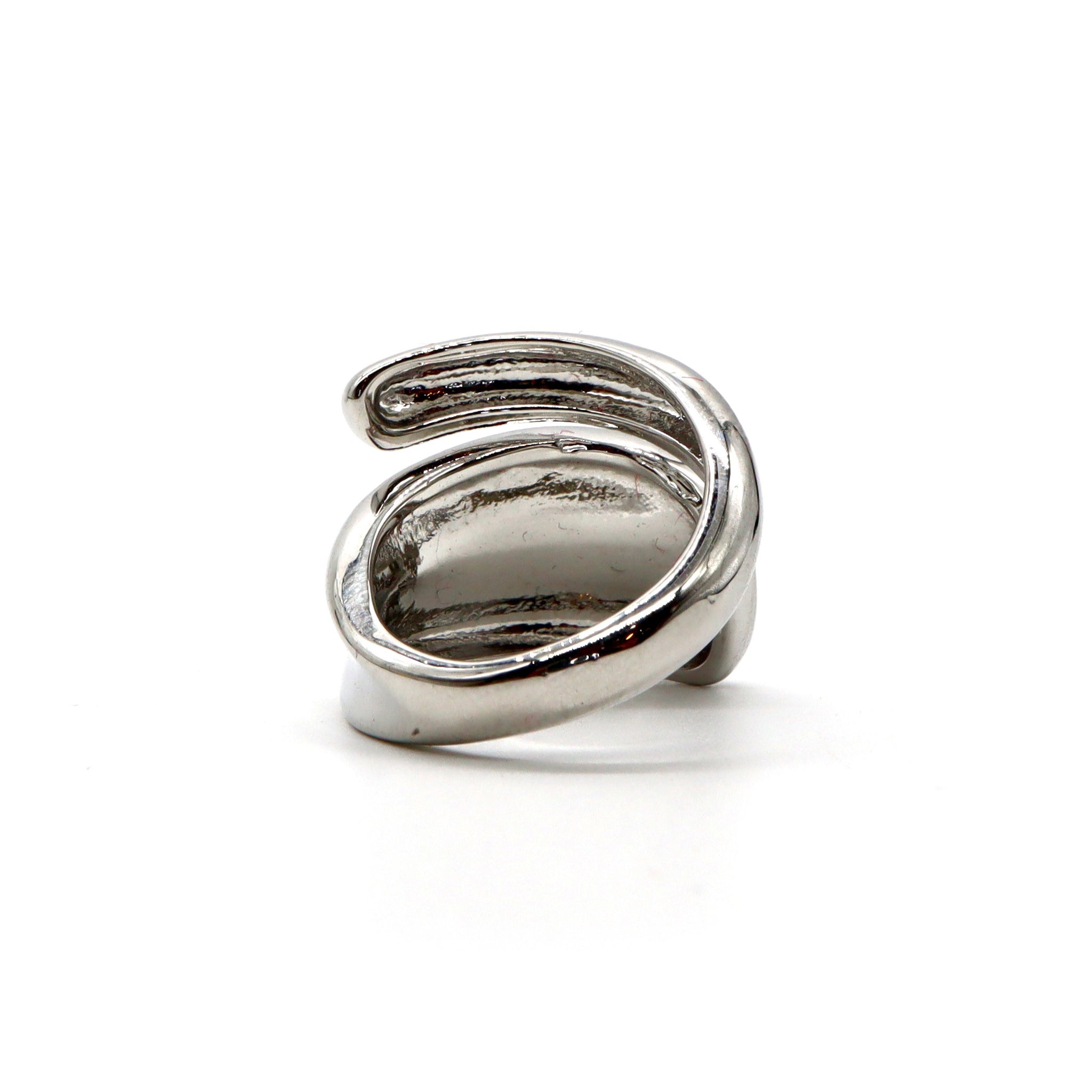 Stainless Steel Sculpted Twist Ring – Adjustable Modern Design