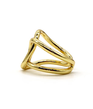 Gold Interlocking Knot Ring – 18K Gold Plated Statement Design - ROMALI