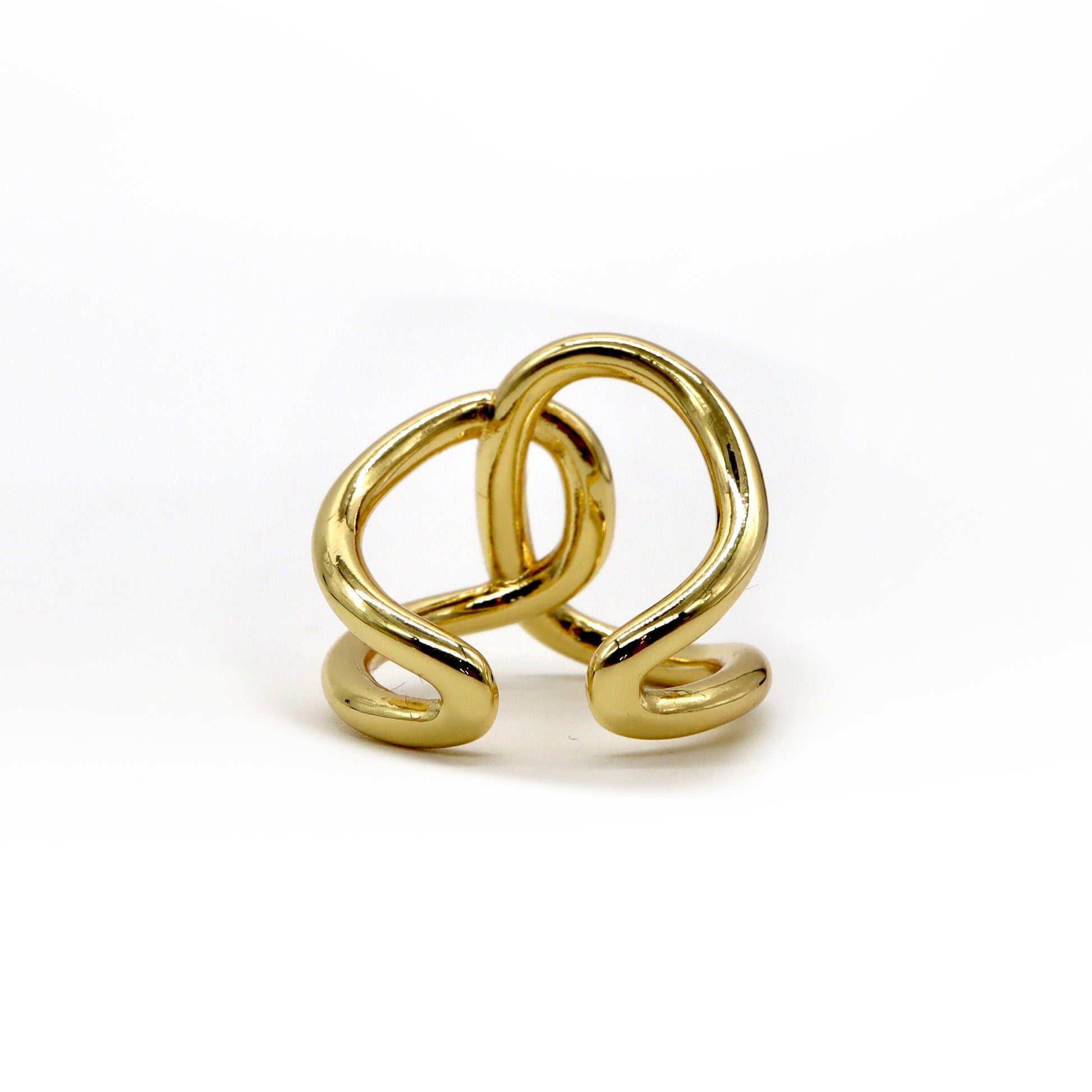 Gold Interlocking Knot Ring – 18K Gold Plated Statement Design - ROMALI