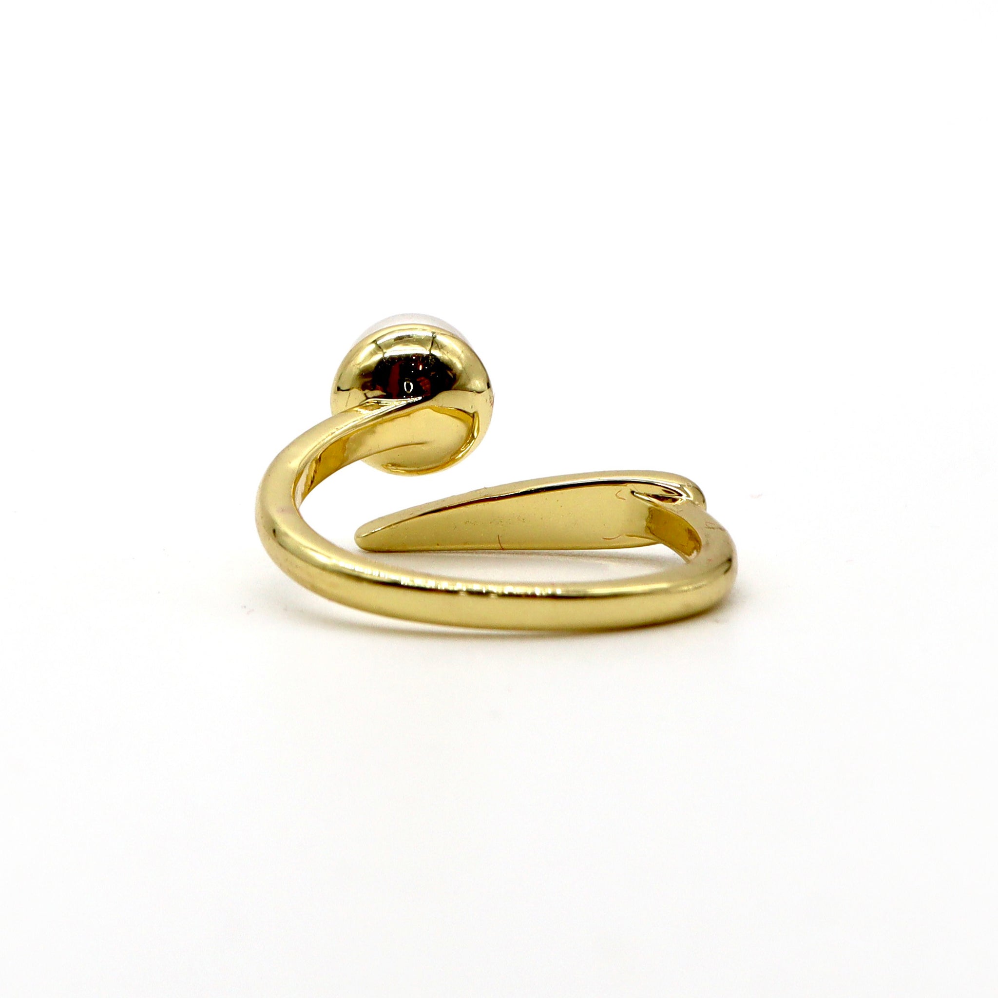 Gold Open Pearl Ring – 18K Gold Plated Adjustable Band