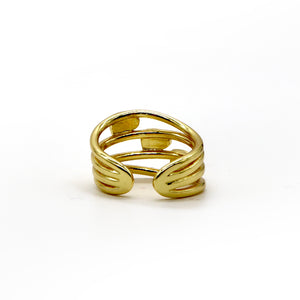 Triple Heart Gold Ring – 18K Gold Plated Adjustable Band