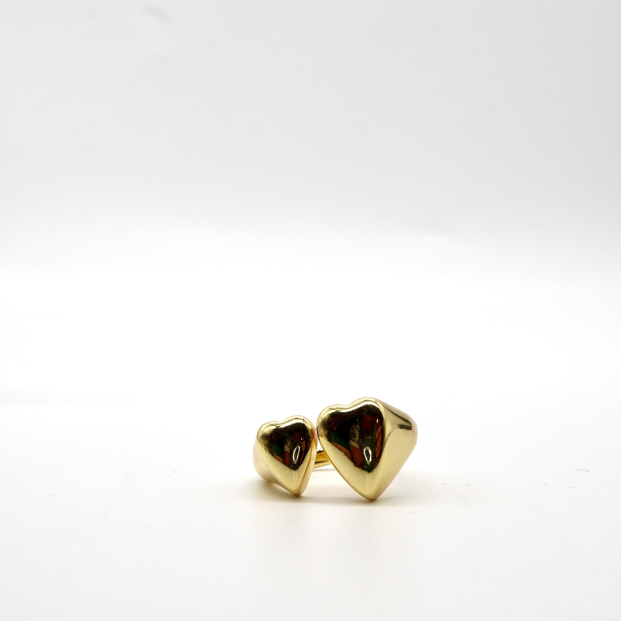 Double Heart Gold Ring – 18K Gold Plated Adjustable Ring