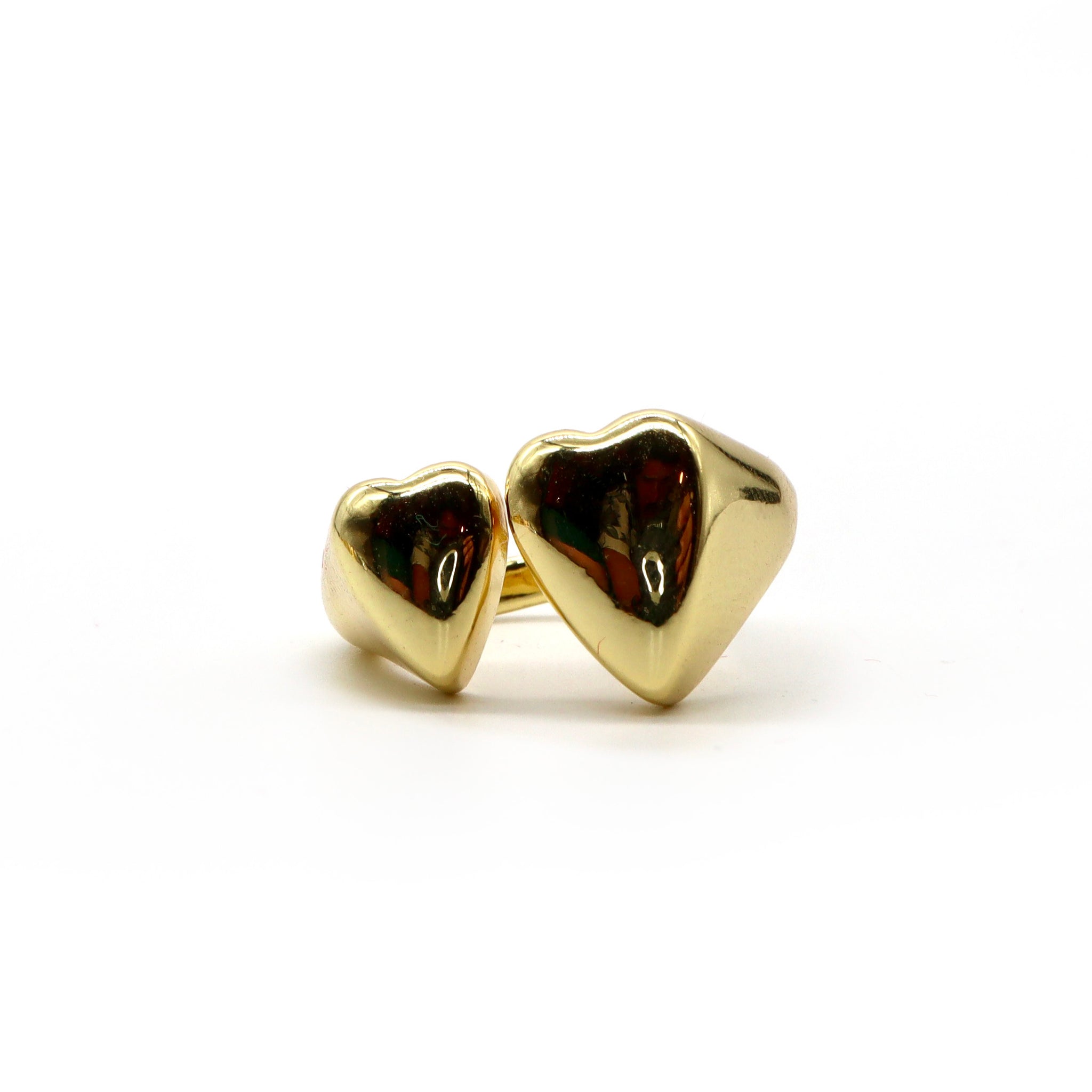 Double Heart Gold Ring – 18K Gold Plated Adjustable Ring