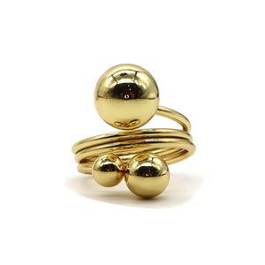 Triple Sphere Gold Ring – 18K Gold Plated Adjustable Statement Ring