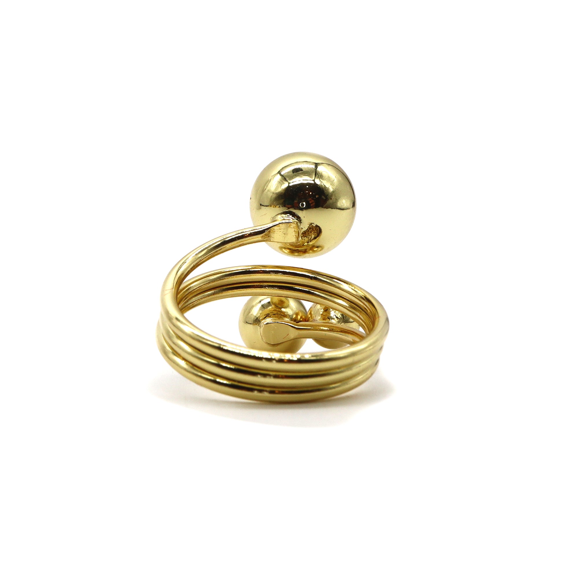 Triple Sphere Gold Ring – 18K Gold Plated Adjustable Statement Ring