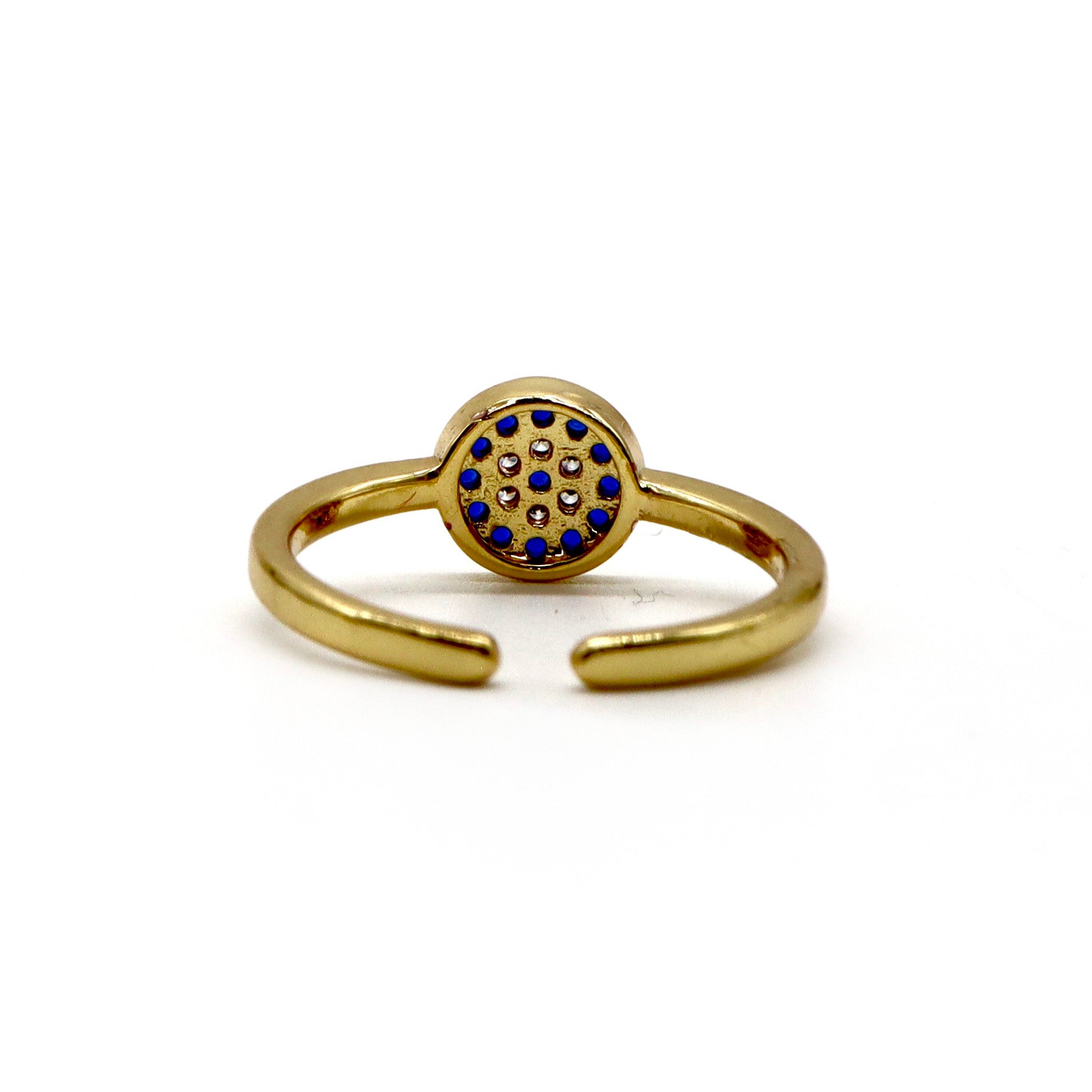 Blue and Gold Round Crystal Ring – 18K Gold Plated