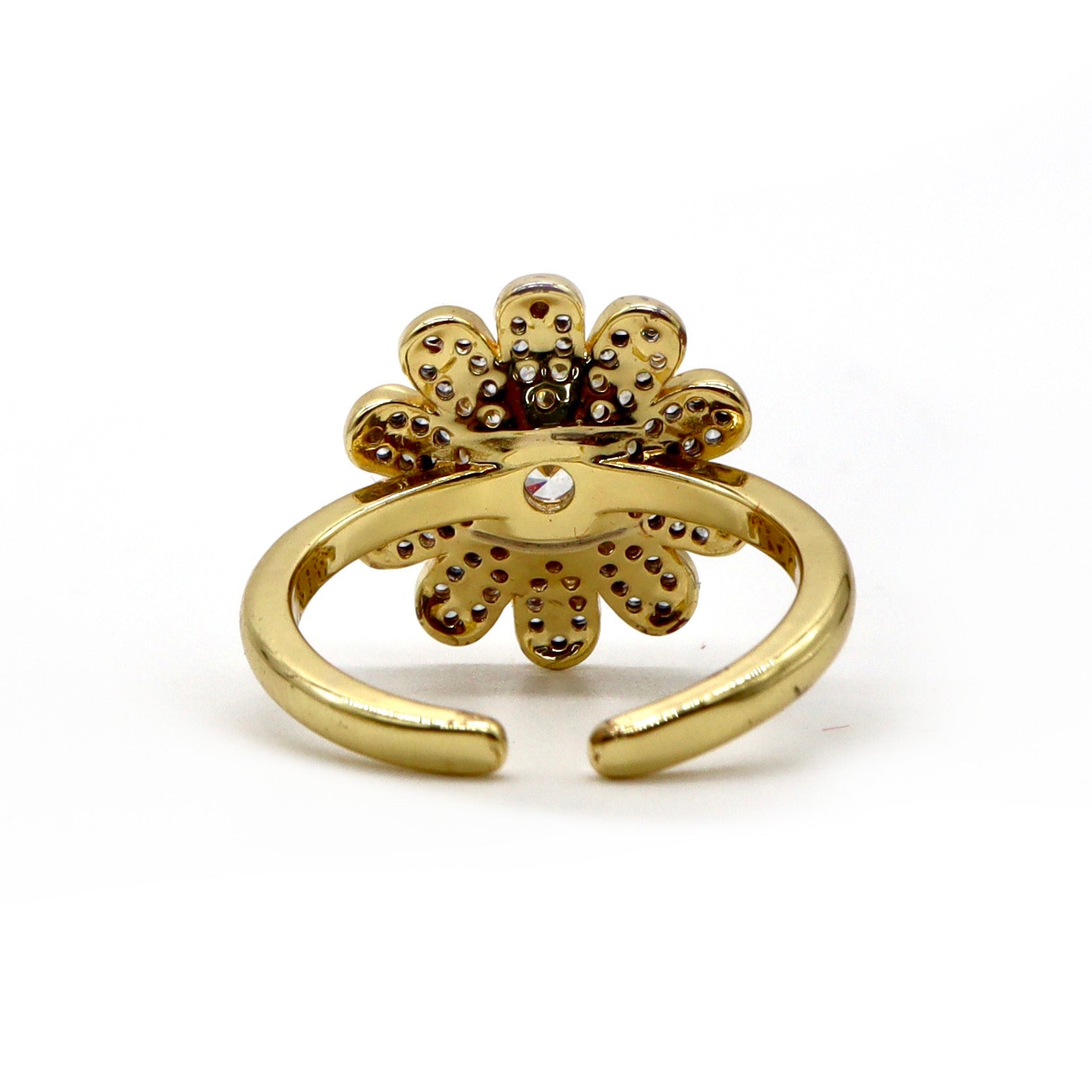 Golden Daisy Crystal Ring – 18K Gold Plated Flower Design