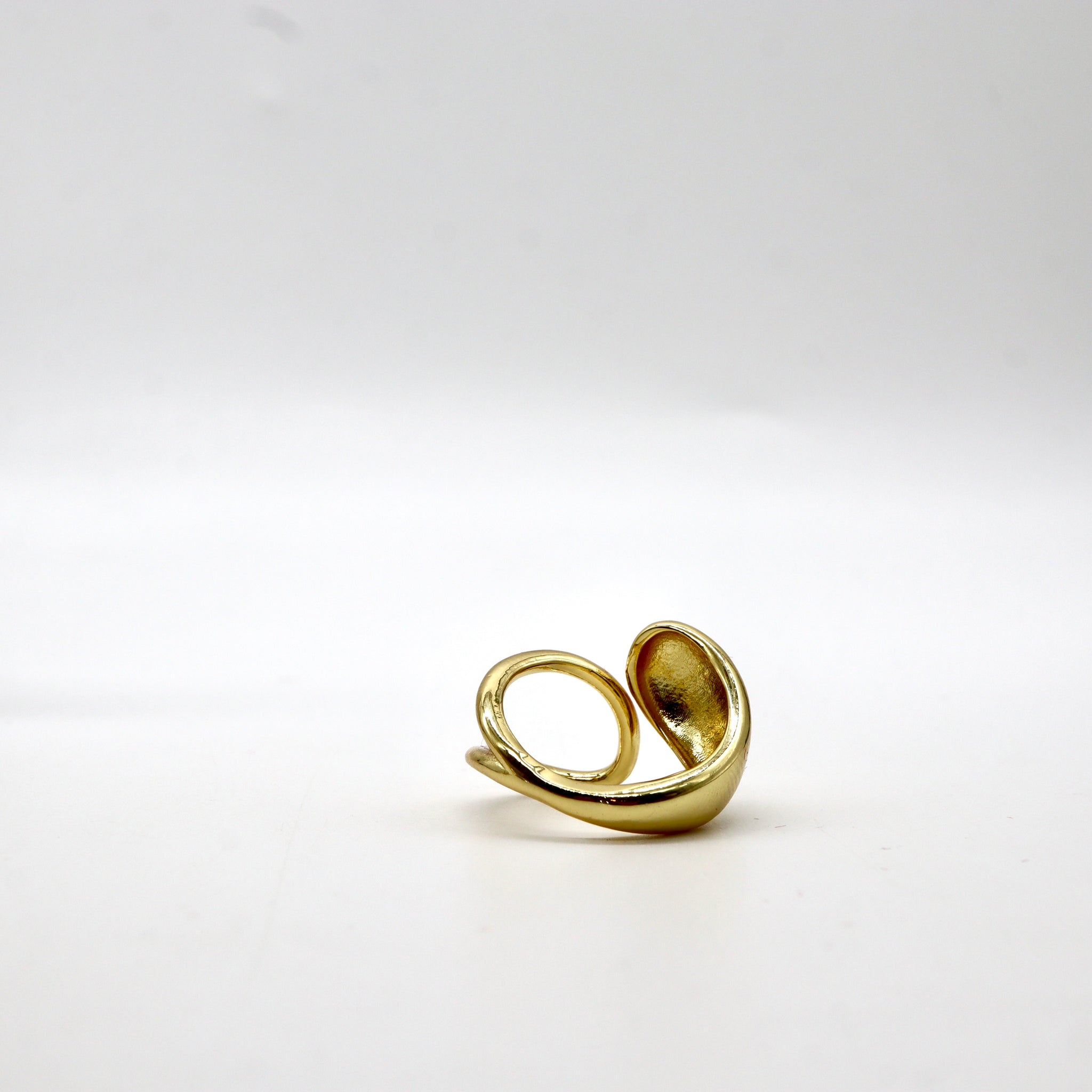 Heart & Dome 18K Gold Plated Open Ring – Bold & Elegant Design