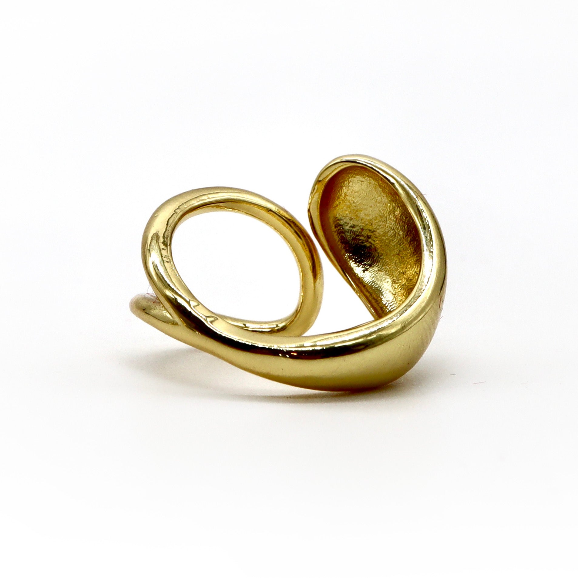 Heart & Dome 18K Gold Plated Open Ring – Bold & Elegant Design