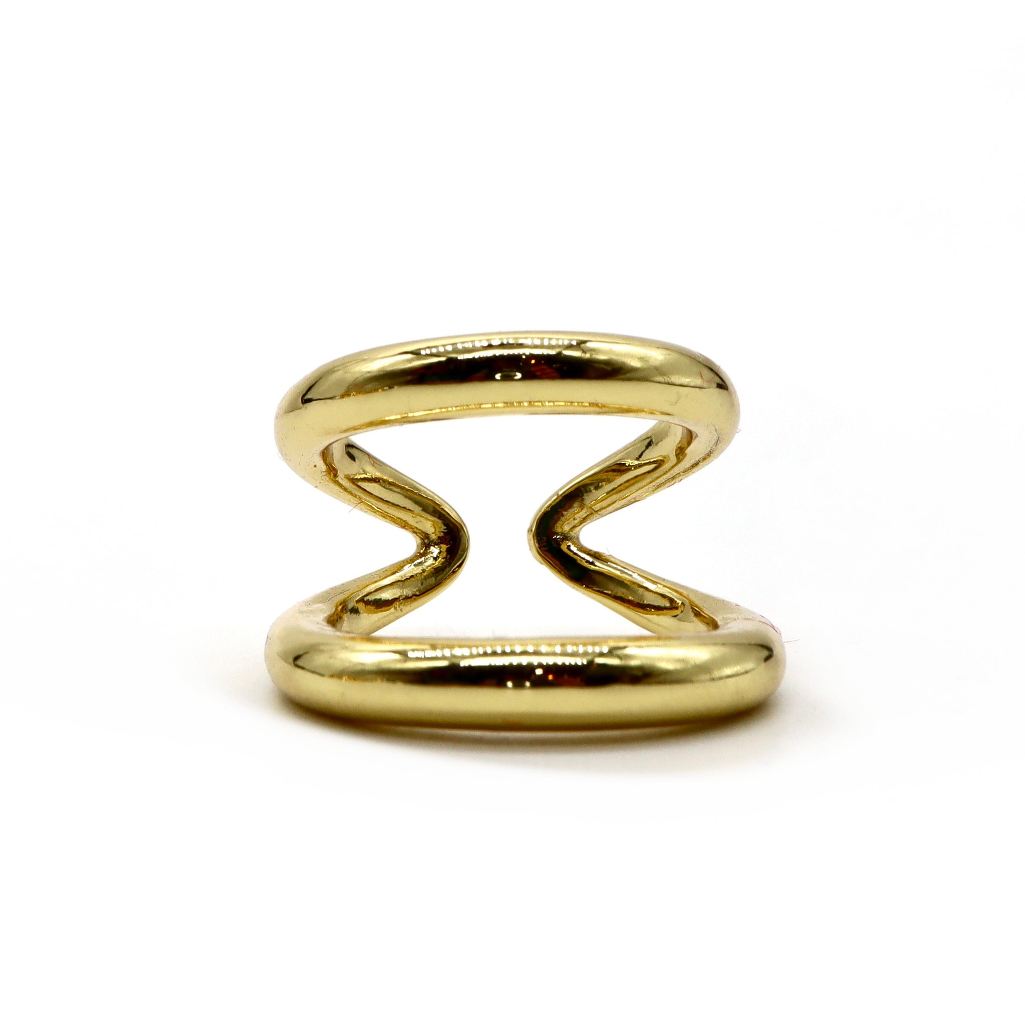 Minimalist 18K Gold Plated Double Band Ring – Modern Open Design