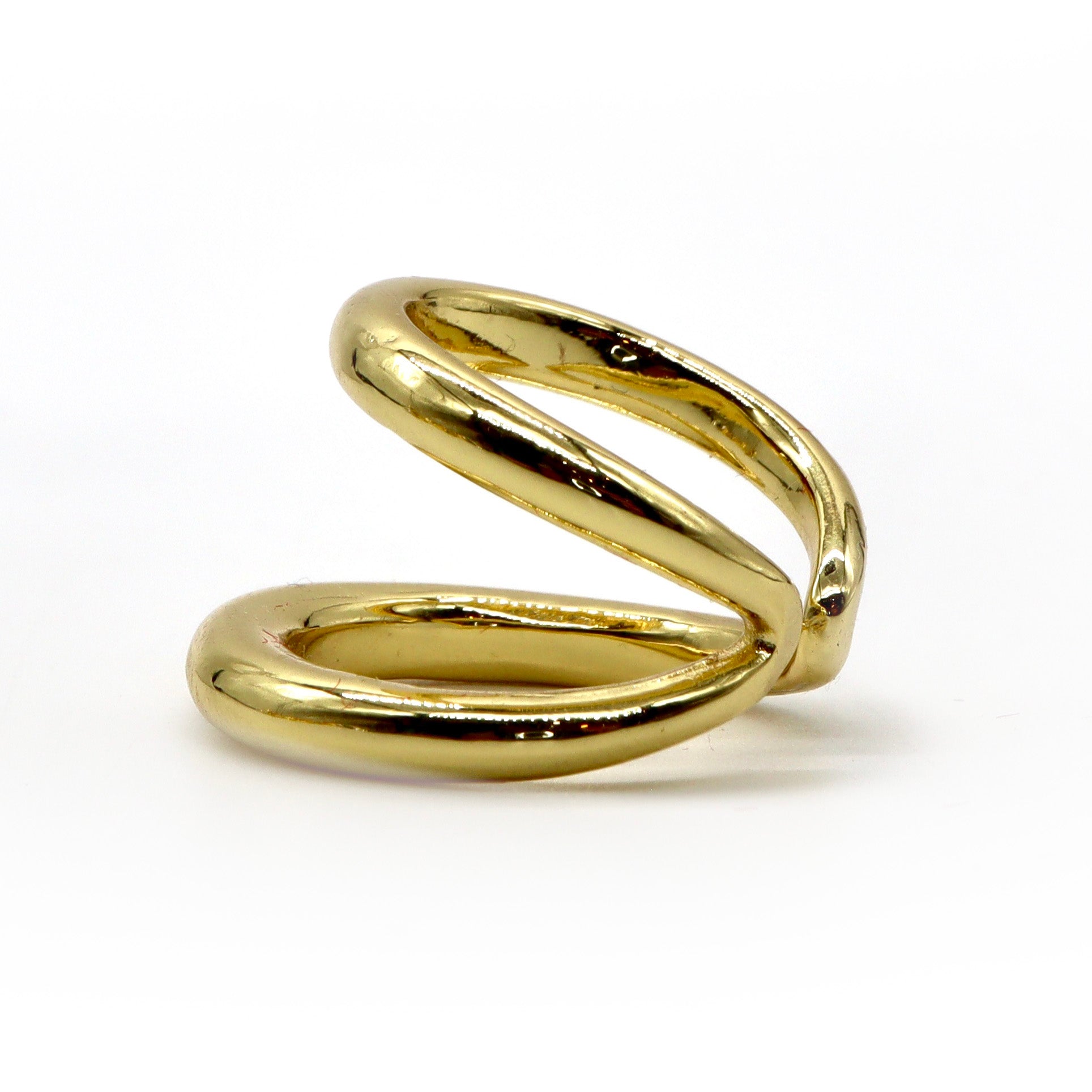 Minimalist 18K Gold Plated Double Band Ring – Modern Open Design