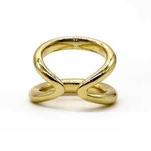 Minimalist 18K Gold Plated Double Band Ring – Modern Open Design