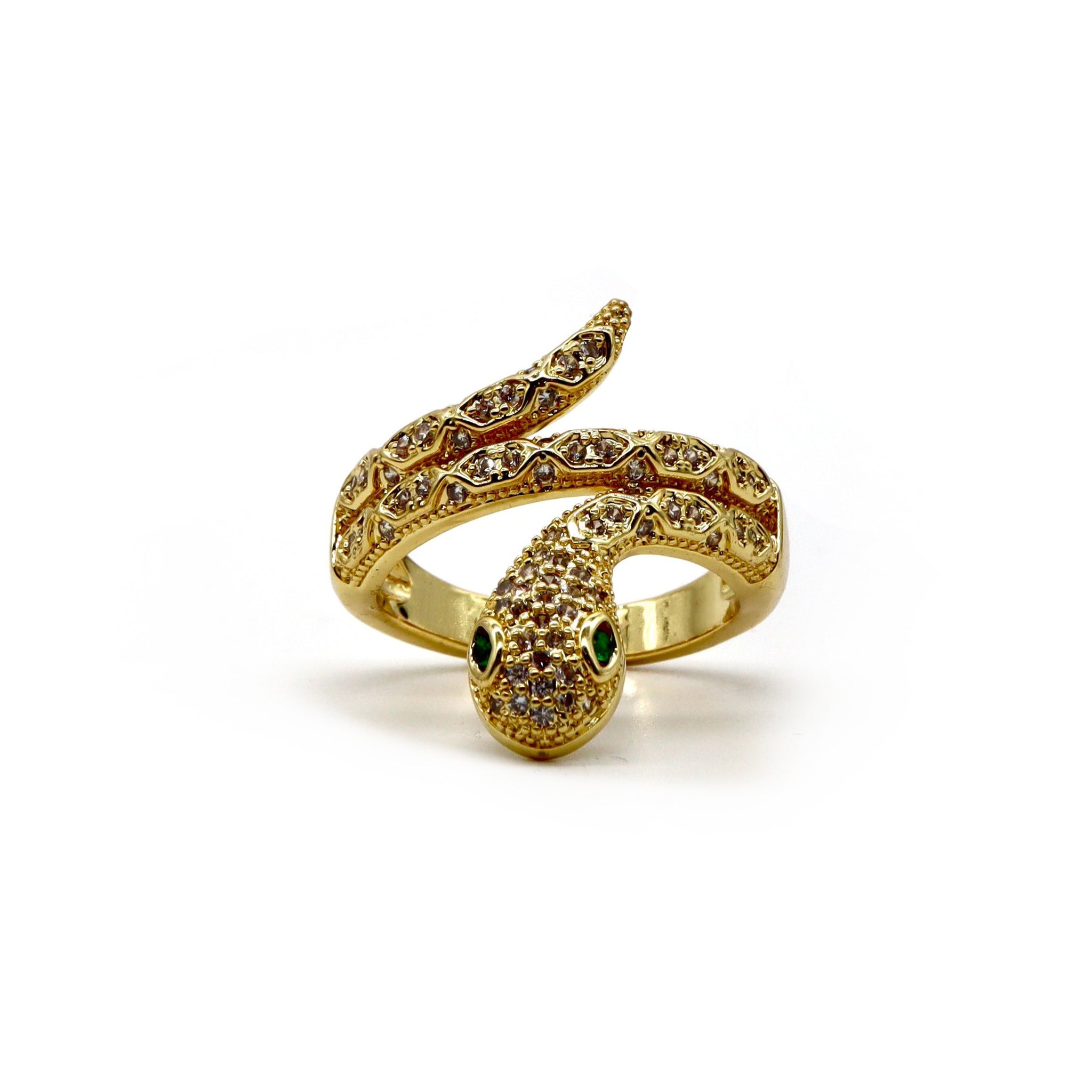 18K Gold Plated Snake Ring – Dazzling Cubic Zirconia Accents