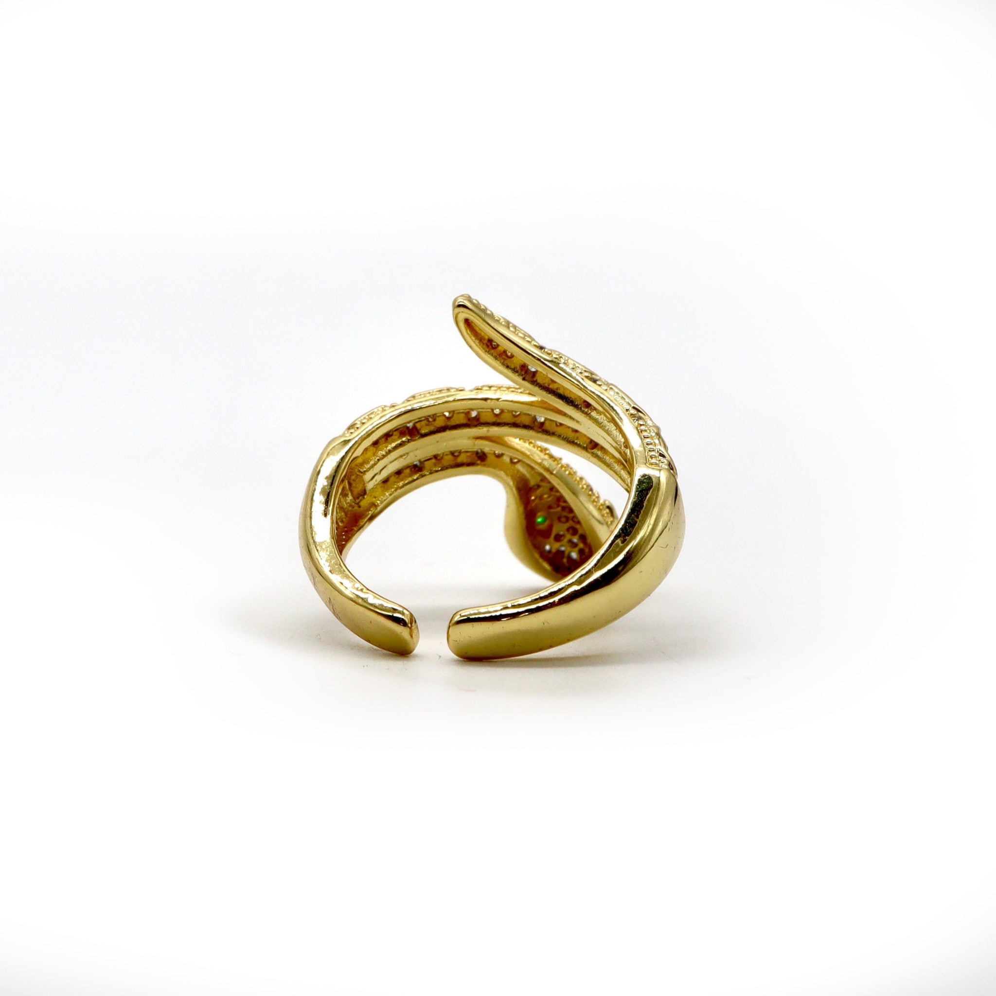 18K Gold Plated Snake Ring – Dazzling Cubic Zirconia Accents