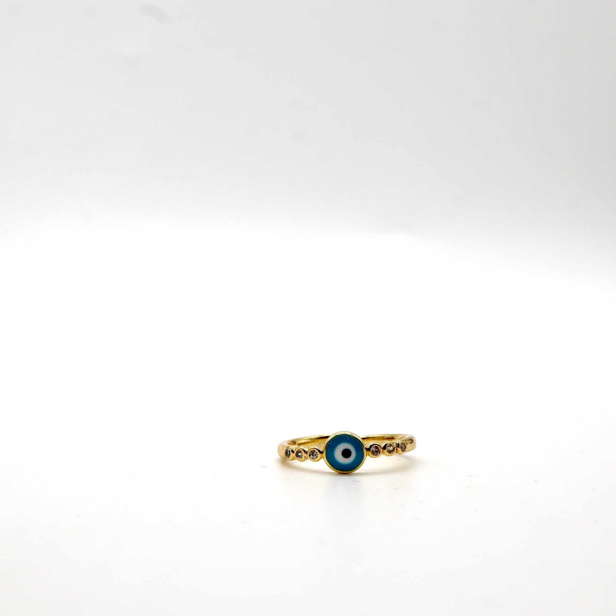 18K Gold Plated Evil Eye Ring with CZ Accents