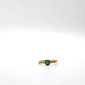 18K Gold Plated Evil Eye Ring with CZ Accents