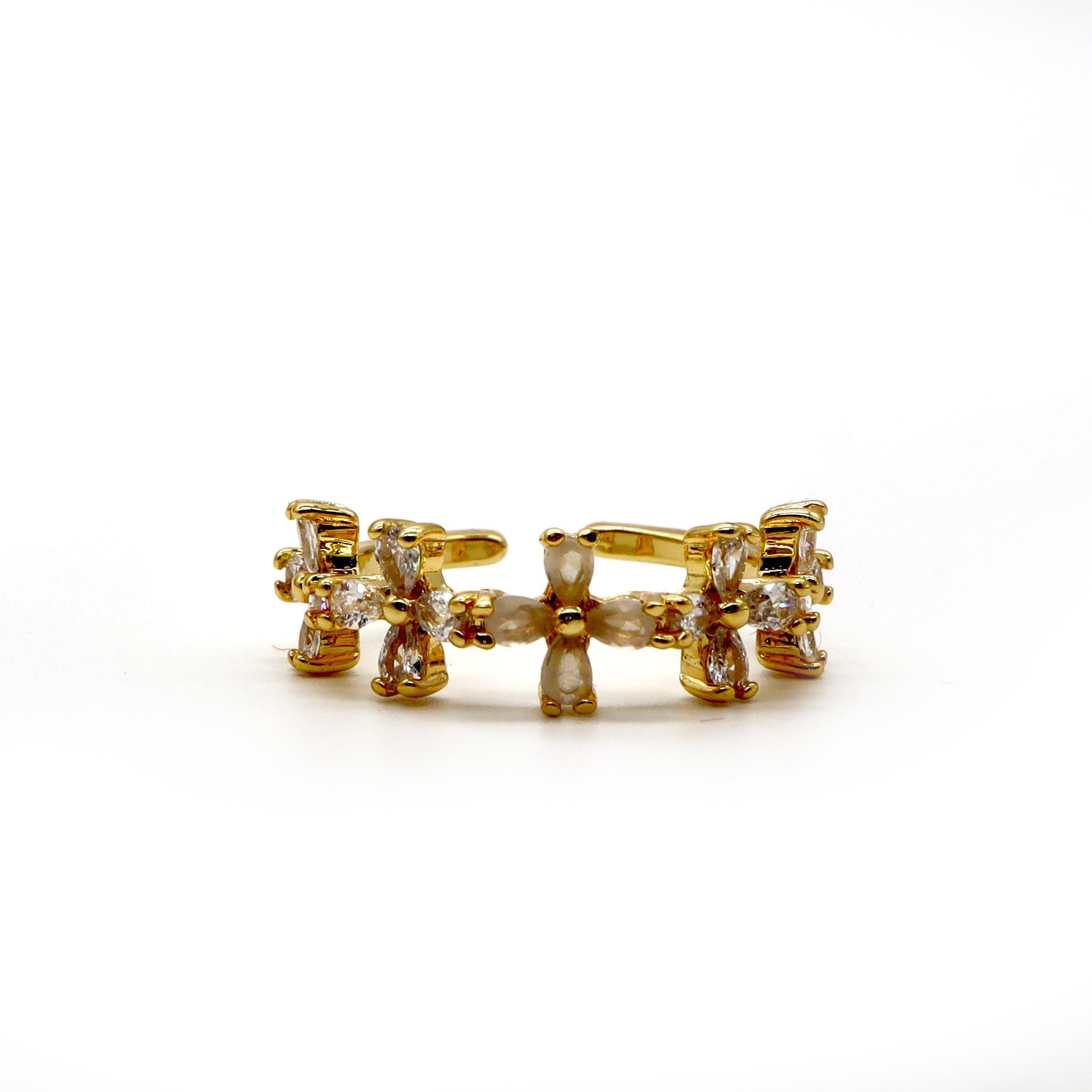 18K Gold Plated Crystal Double Band Ring