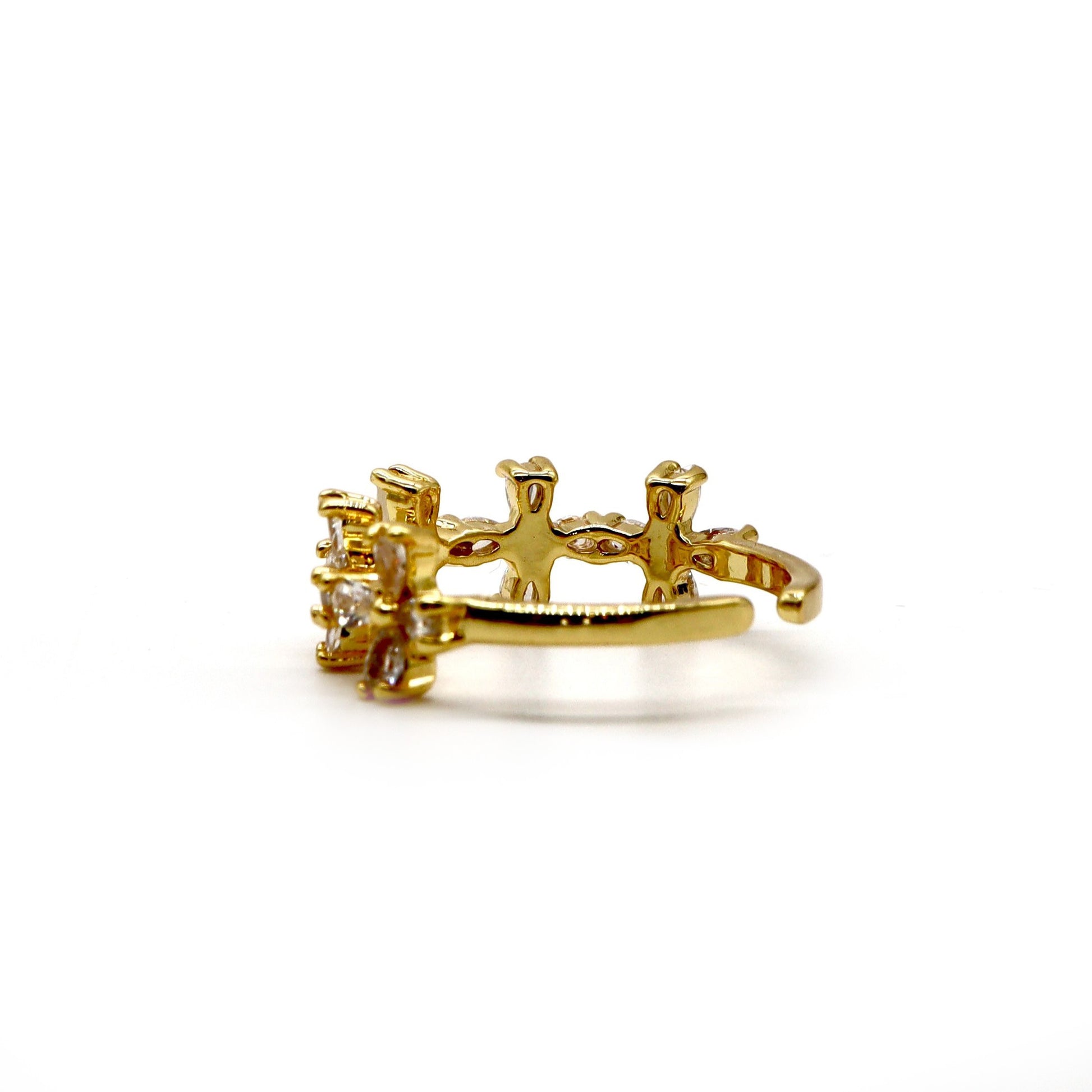 ROMALI 18K Gold-Plated Floral Crystal Ring