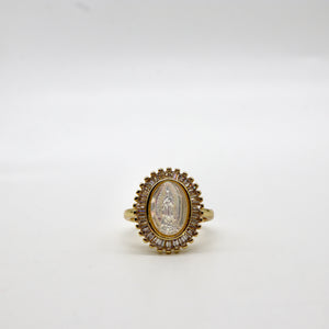 Vintage Virgin Mary Gold Ring – 18K Gold Plated