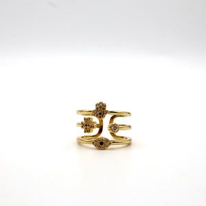 Gold-Plated Evil Eye & Hamsa Multi-Band Ring – 18K Gold Plated